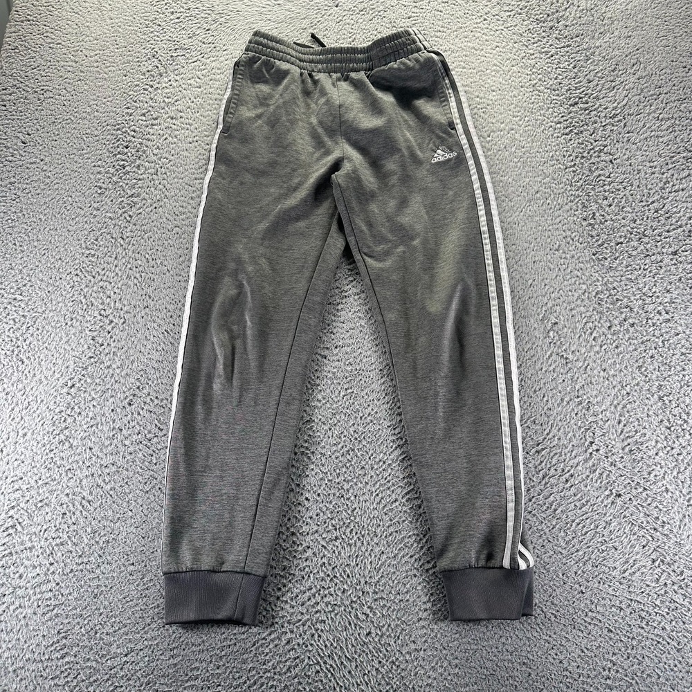Adidas Sweatpants Boys L Gray Polyester Track Tapered Activewear Performance